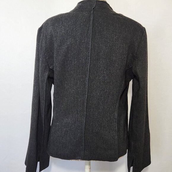 J Jill Women's Size 8P Black Unstructured Wool Blend Asymmetrical Jacket Blazer - Picture 10 of 15